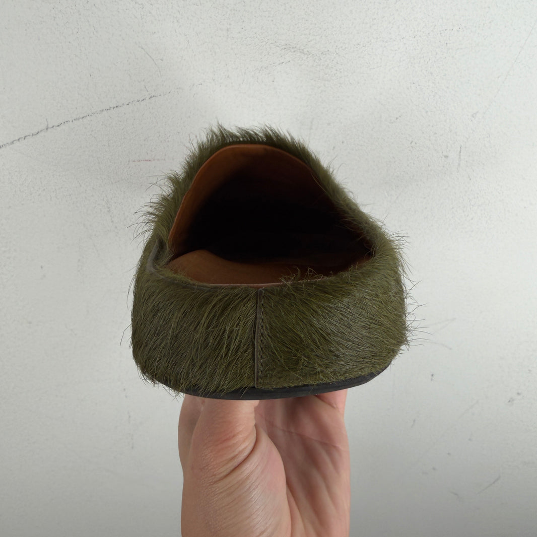 Marni Green Fuzzbit Mules