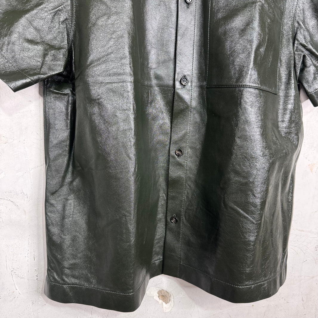 Bottega Veneta Green Leather S/S Shirt