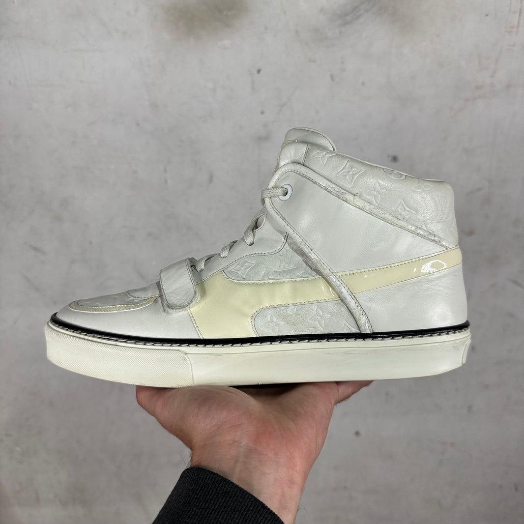 Louis Vuitton White Straped Monogram Patent Sneakers