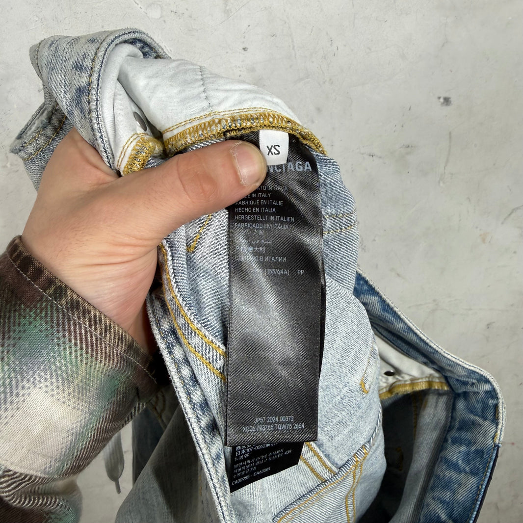 Balenciaga Light Wash Split Drawstring Jeans