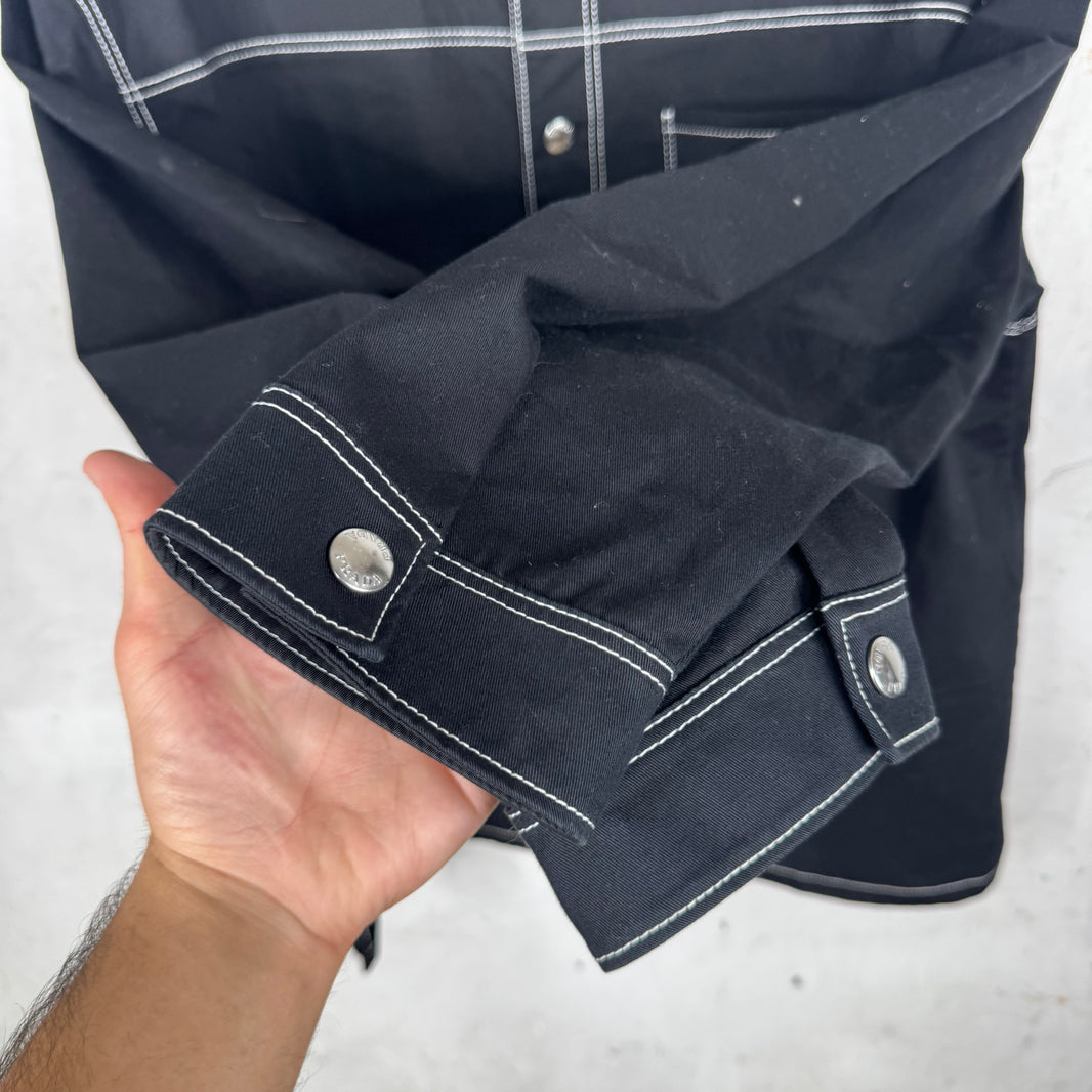 Prada Contrast Stitch Plaqued Snap Shirt