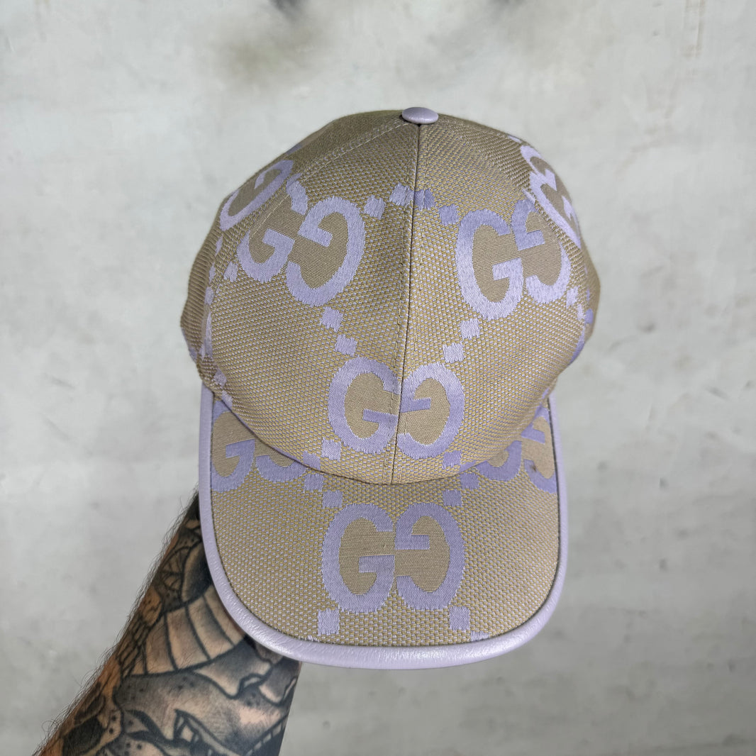 Gucci Beige Purple Monogram Hat