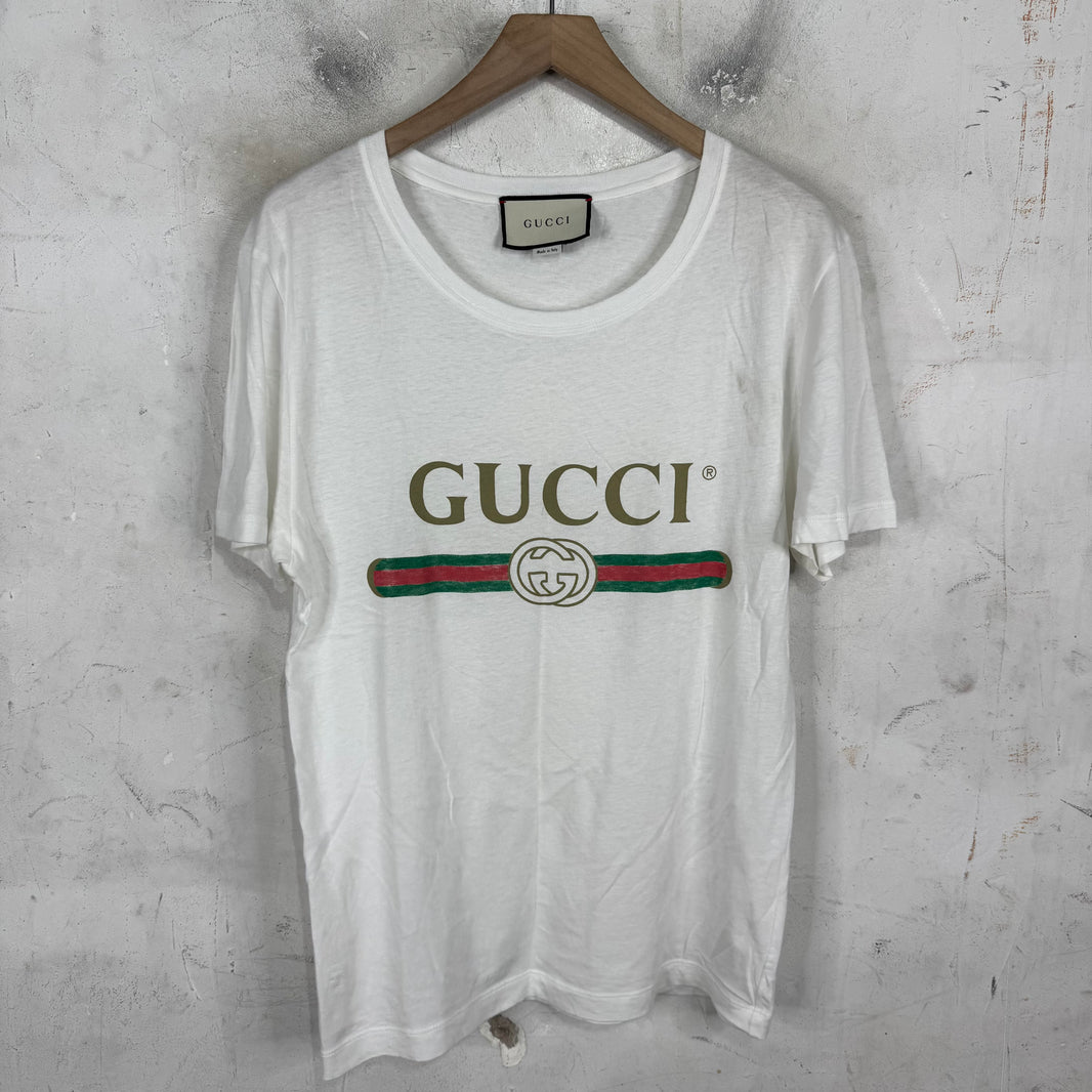 Gucci White Faded Logo T-Shirt
