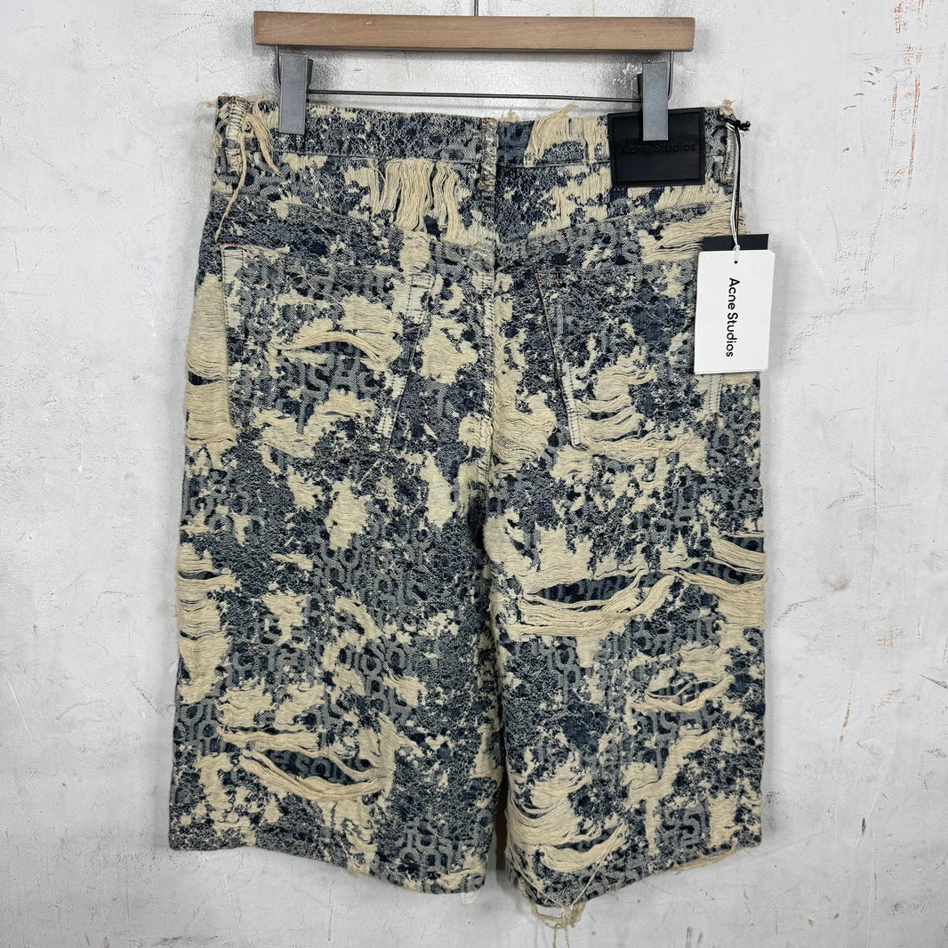 Acne Studios Distressed Monogram Denim Shorts