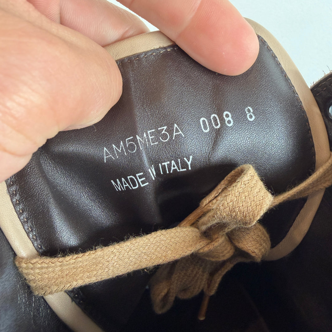Lanvin Leather Canvas High Top Sneaker