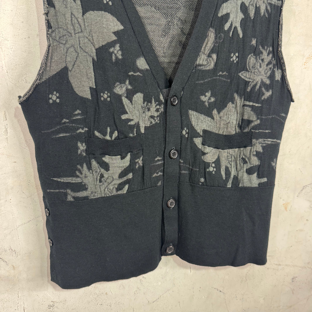 Thom Browne Cutoff Patterned Black Sweater Vest