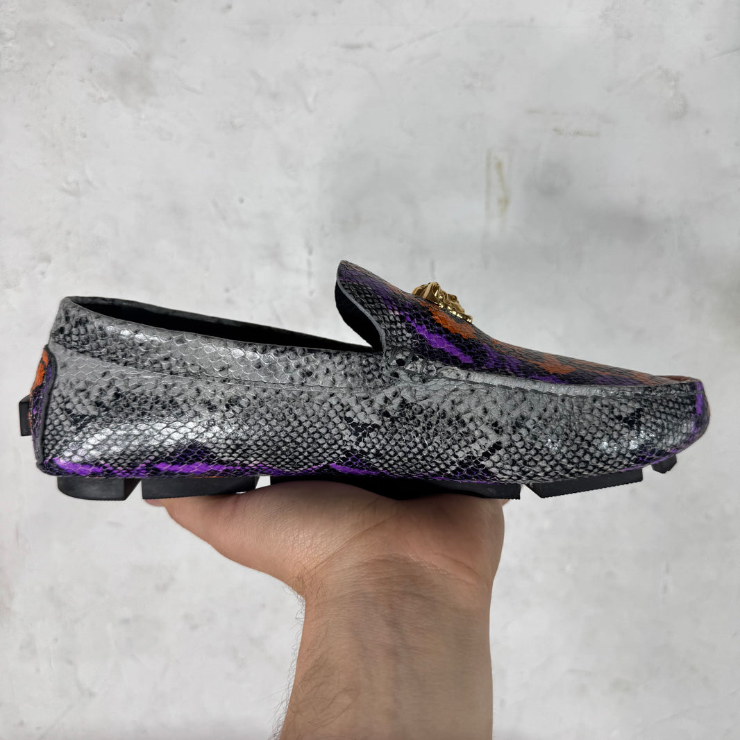 Versace Snake-Print Medusa Loafers