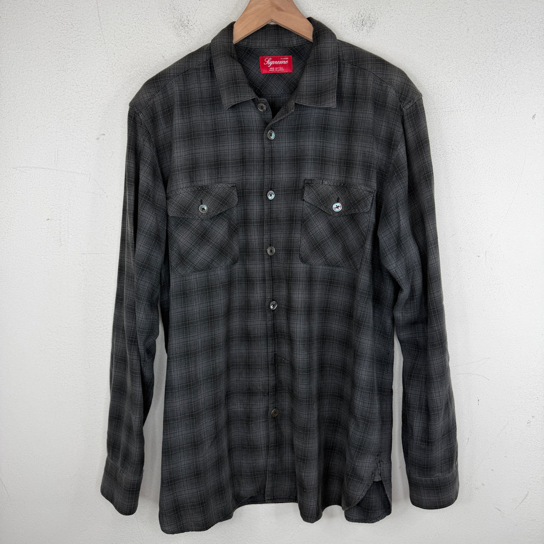 Supreme Gray/Black Button Up Flannel