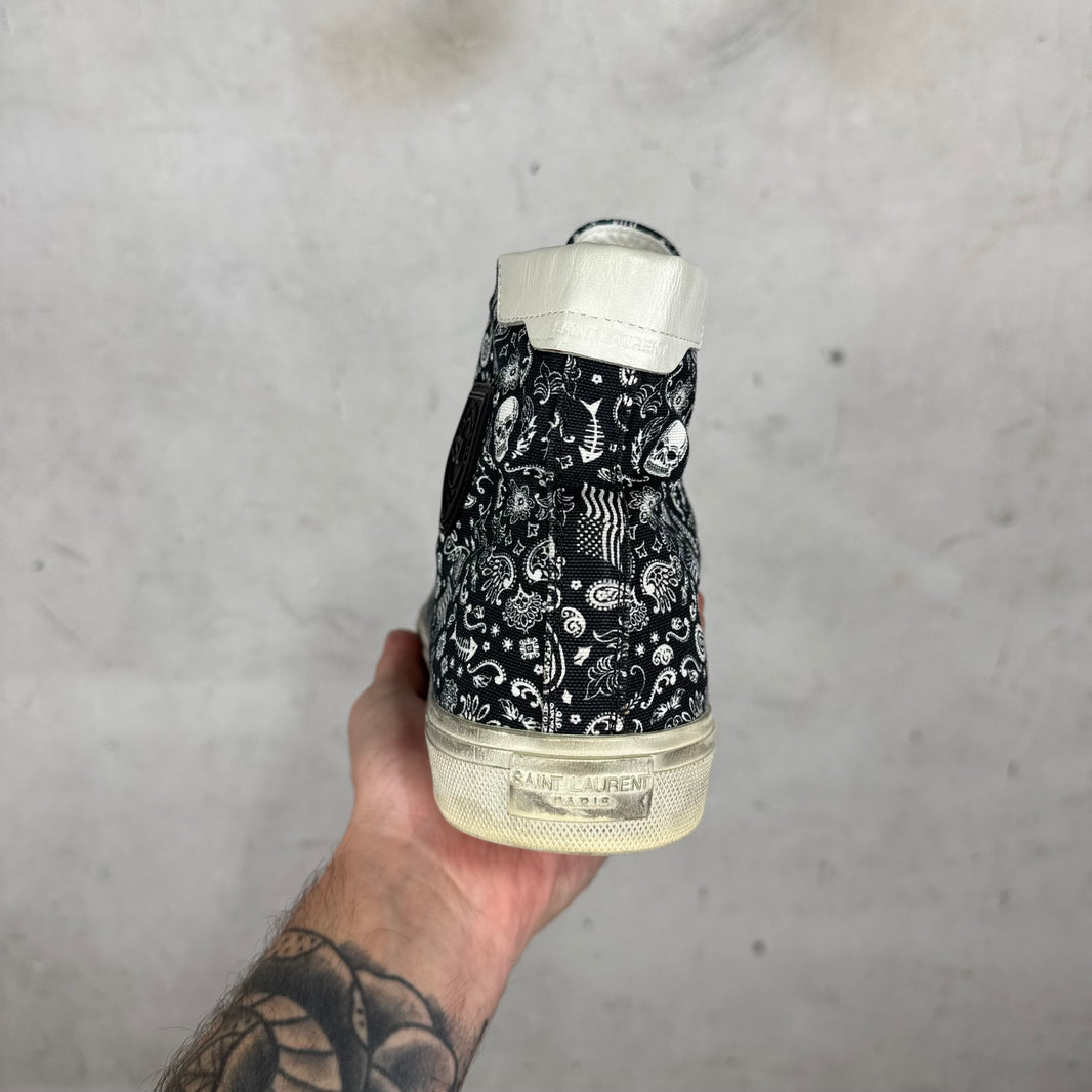 Saint Laurent Patterned Canvas Bedford Skull Sneakers