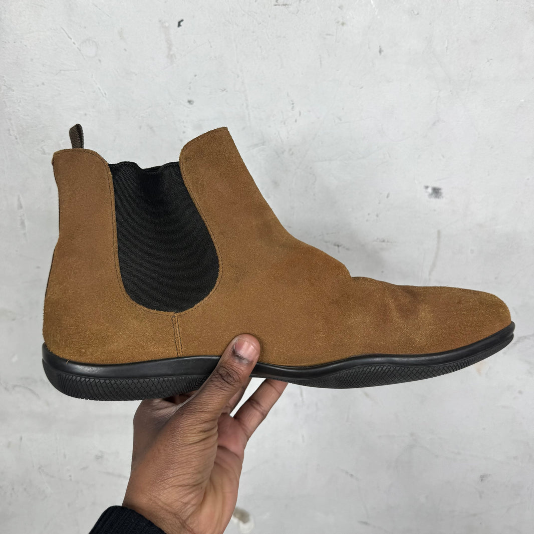 Prada Brown Chelsea Boots
