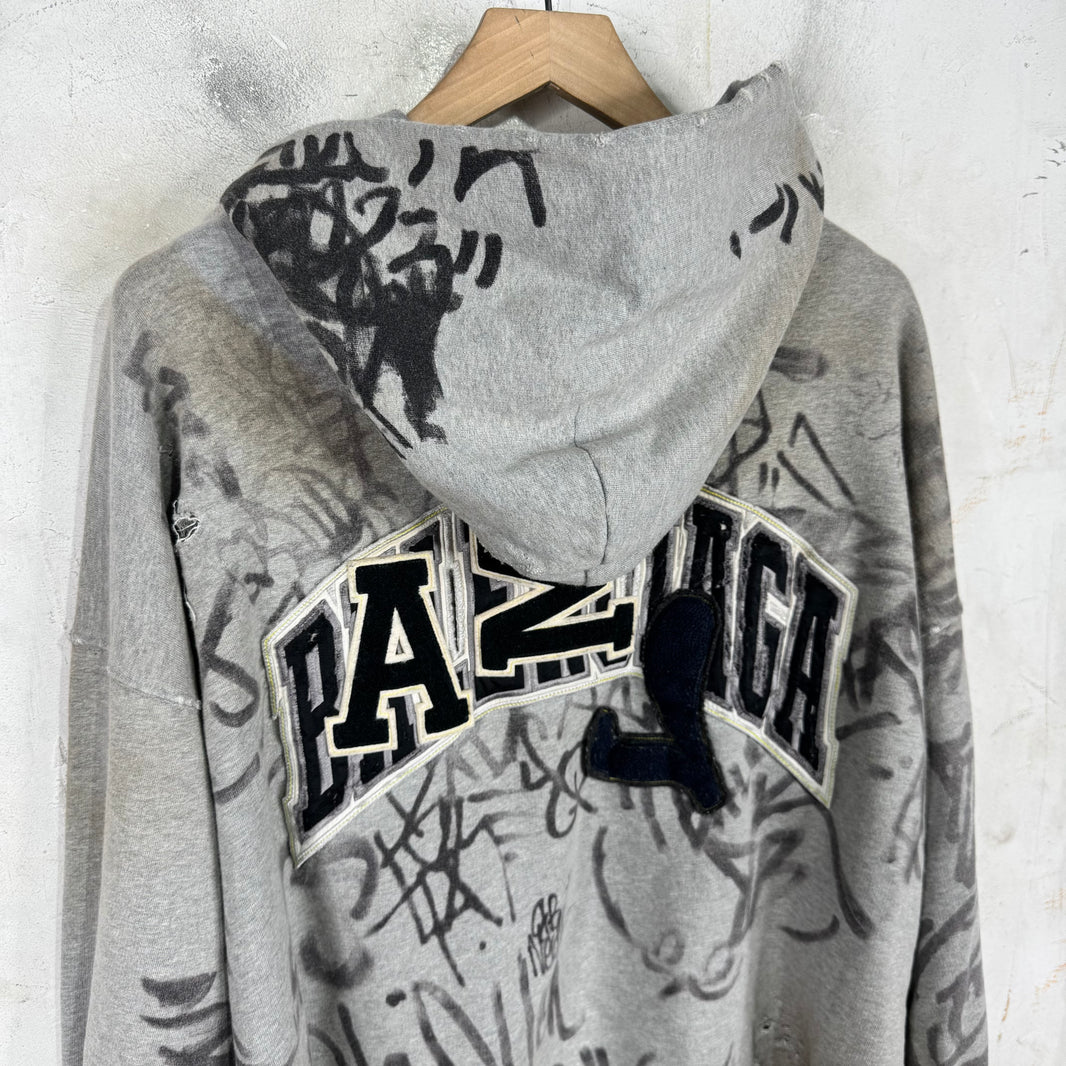 Balenciaga Grey Skater Zip Up Hoodie