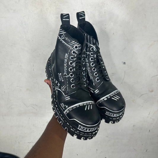 Balenciaga Sketch Leather Strike Boots