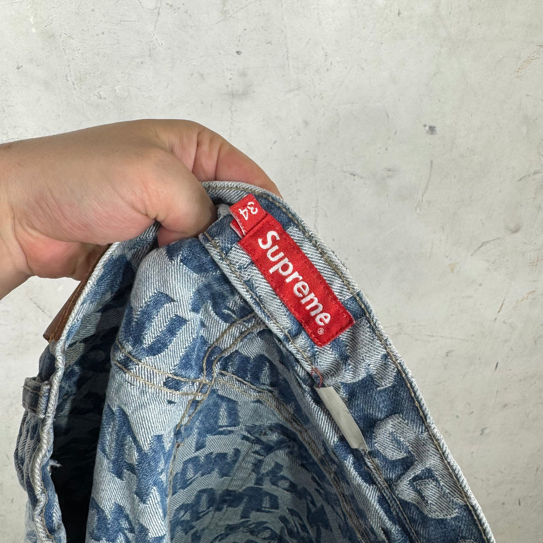 Supreme Jacquard Fat Tip Logo Jeans