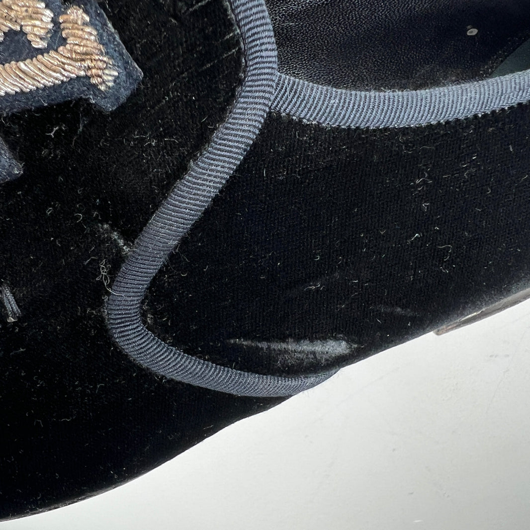 Louis Vuitton Emboirdered Velvet Slip On Loafers