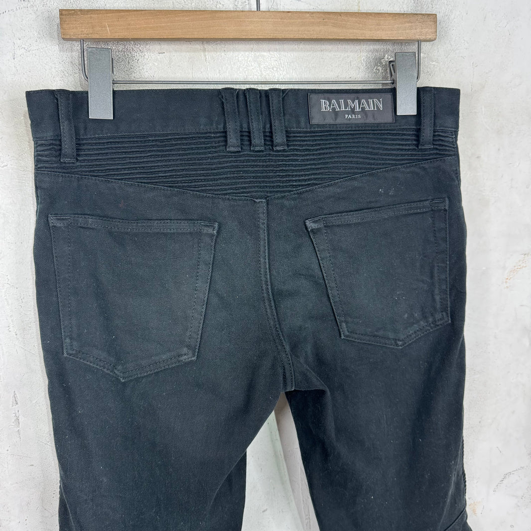Balmain Black Biker Jeans
