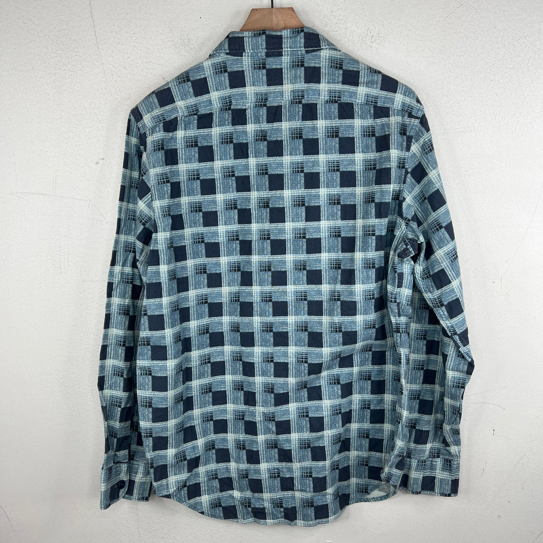 RRL Blue Plaid Button Up Flanel Shirt