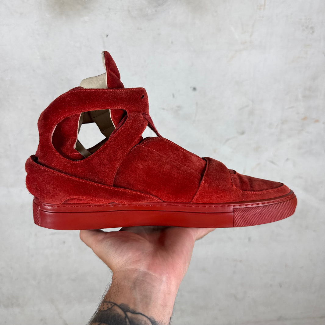 Giuliano Fujiwara Red Suede Skeleton Sneakers