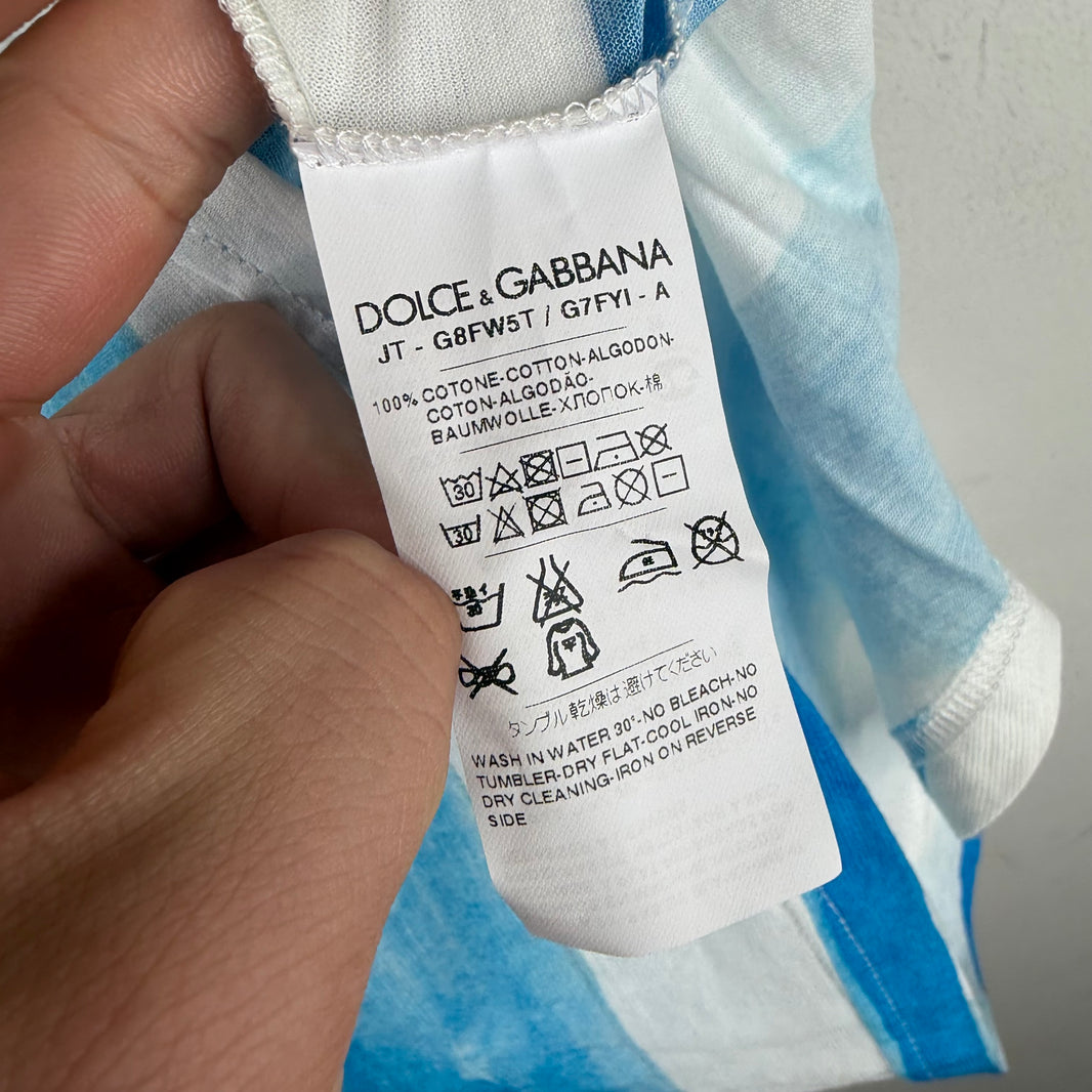 Dolce & Gabanna Blue Striped Printed T-Shirt
