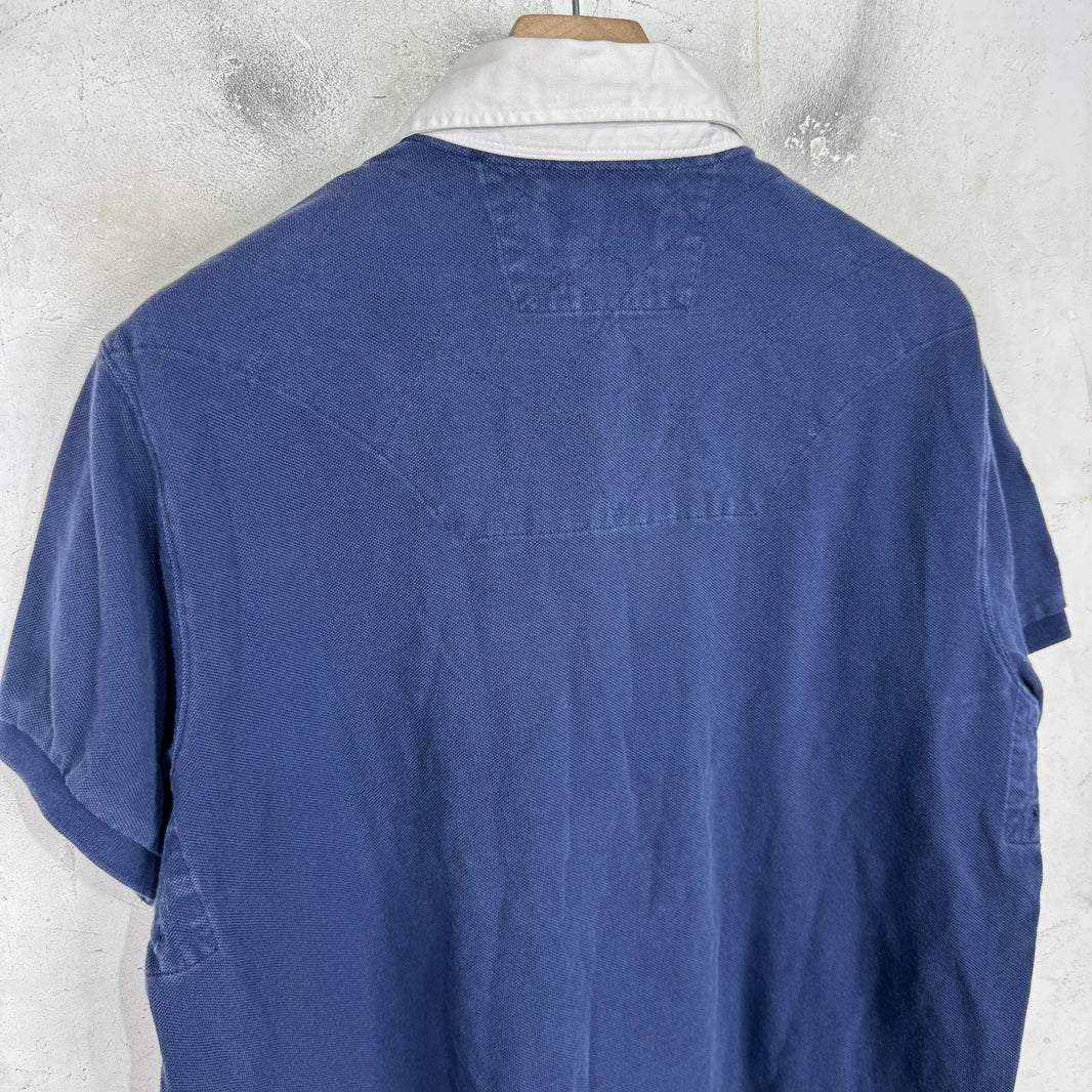 Ralph Lauren Navy White Orange Stitch Big Pony Polo