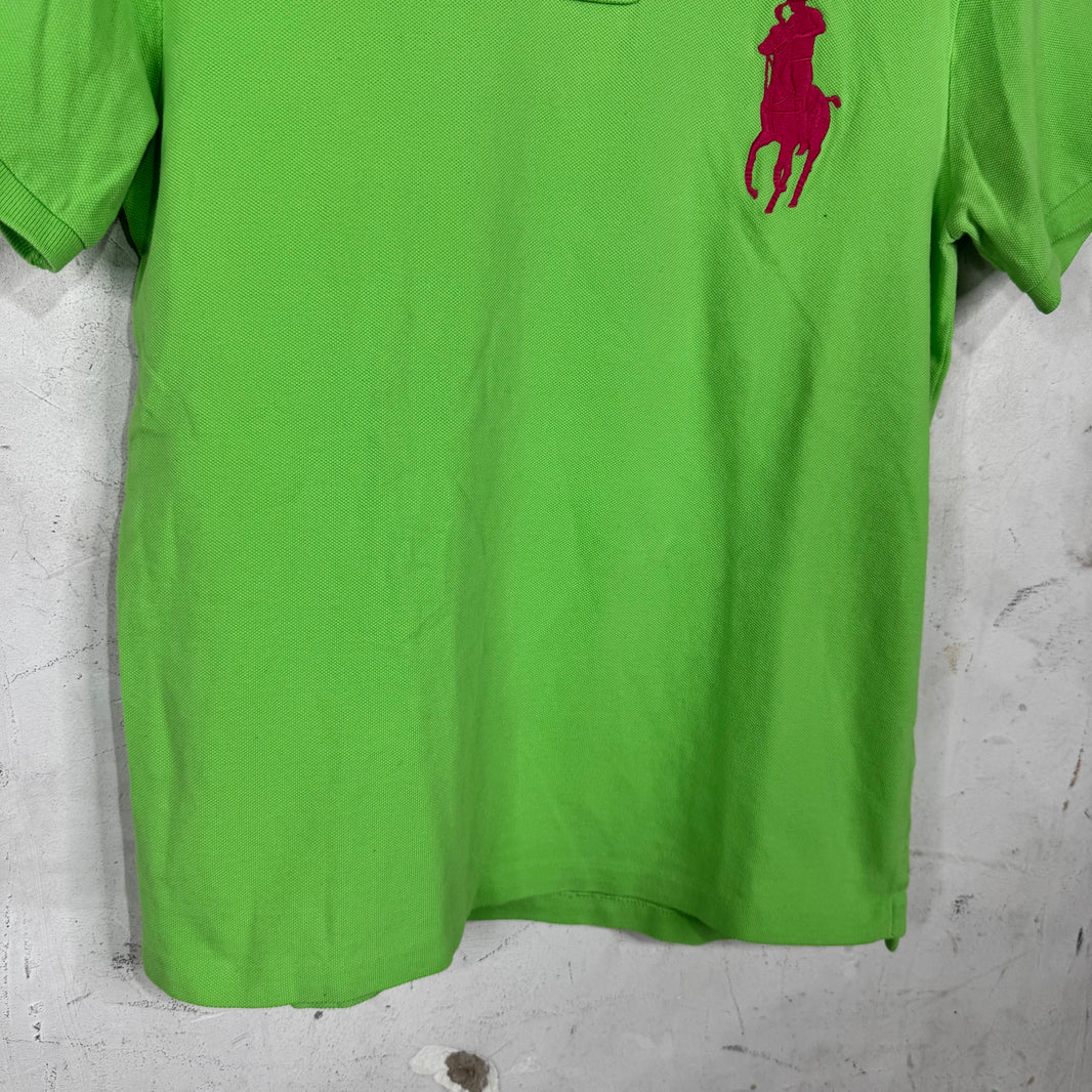 Ralph Lauren Green Pink Neon Big Pony Polo