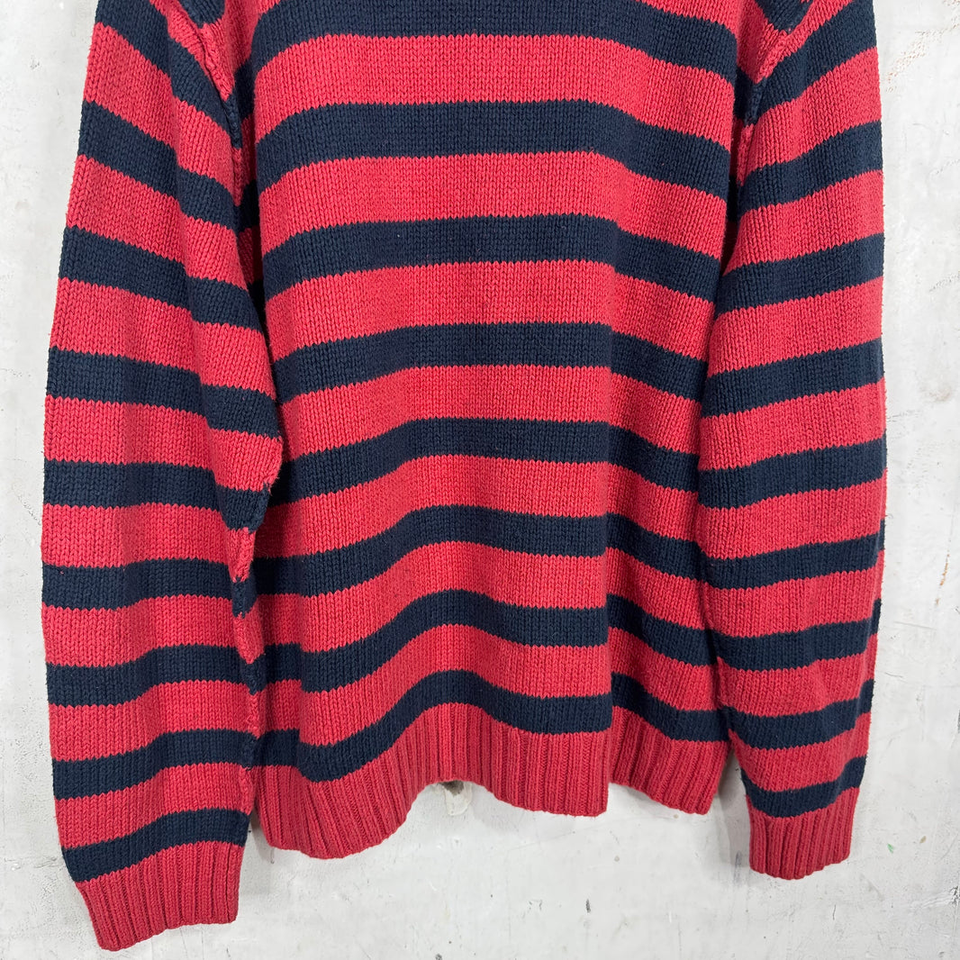 Ralph Lauren Red/Navy Cotton Hand Knit Sweater