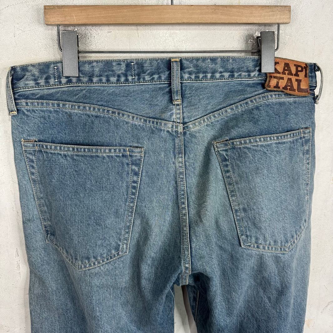 Kapital Lightwash Rhinestone Straight Legged Jeans