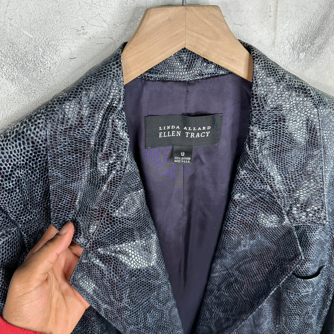 Linda Allard Pebbled Leather Patent Blazer