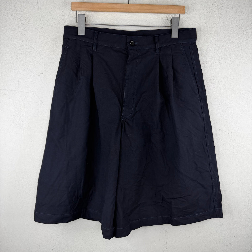 CDG Shirt Navy Wool Long Shorts