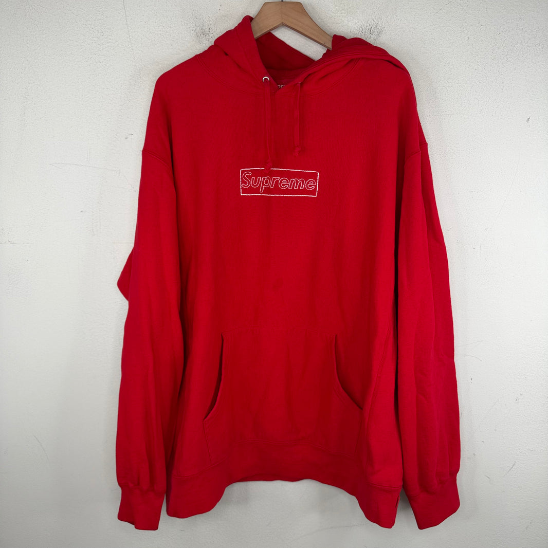 Supreme Kaws Red Chalk Box Logo Hoodie