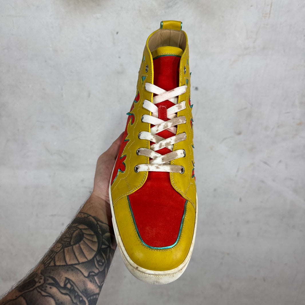 Christian Louboutin Orange/Yellow Cutout Sneakers