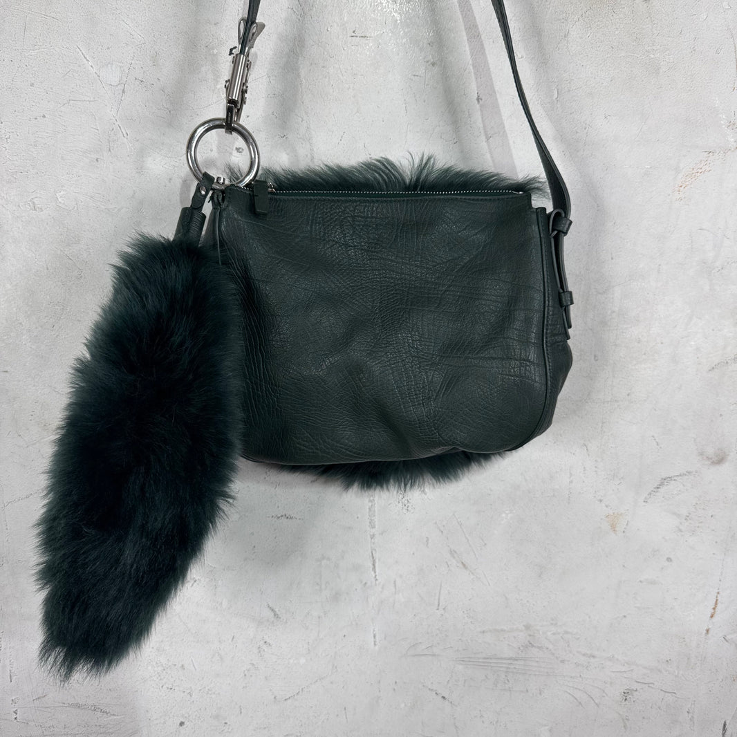 Burberry Fuzzy Leather Messenger Pouch Bag