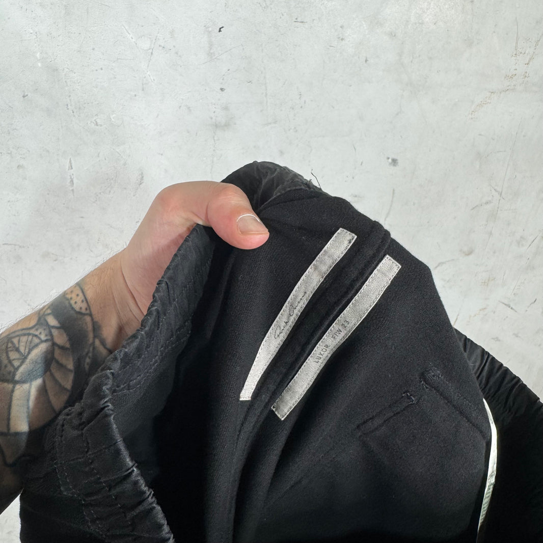 Rick Owens Luxor Black Zippered Cuffed Sweatpants