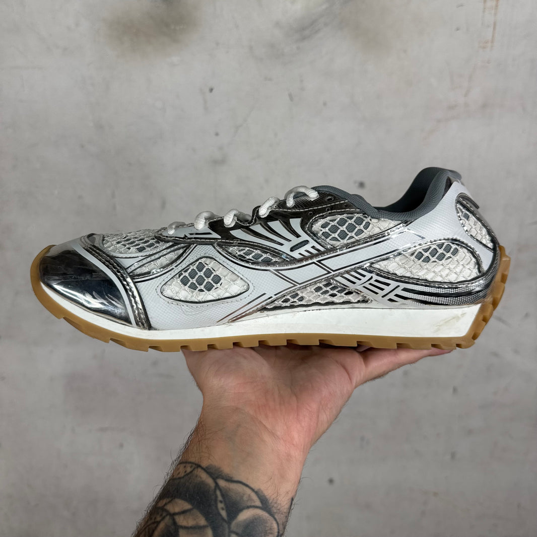 Bottega Veneta Silver Metallic Orbits