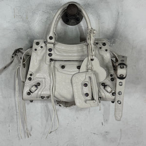 Balenciaga White Lambskin City Bag