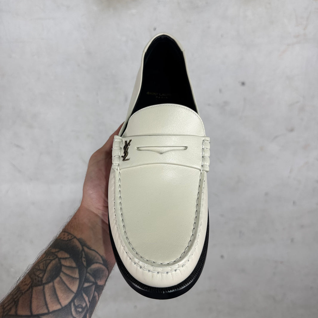 Saint Laurent Logo Beige Loafers