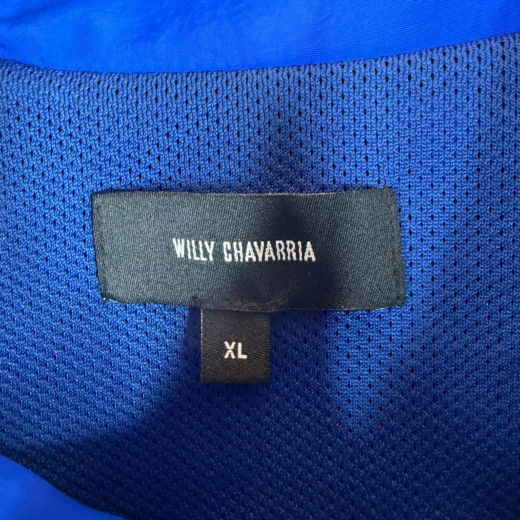 Willy Chavarria Gold Cross Blue Nylon Track Jacket