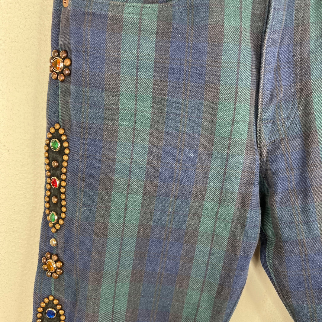 Kapital Green Plaid Cisco Jeans