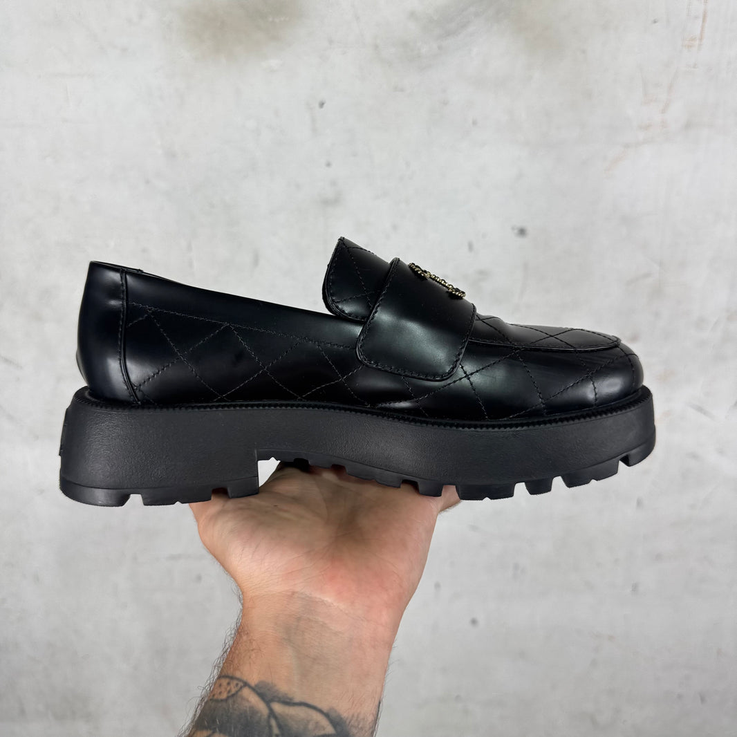 Chanel Quilted Logo Loafers