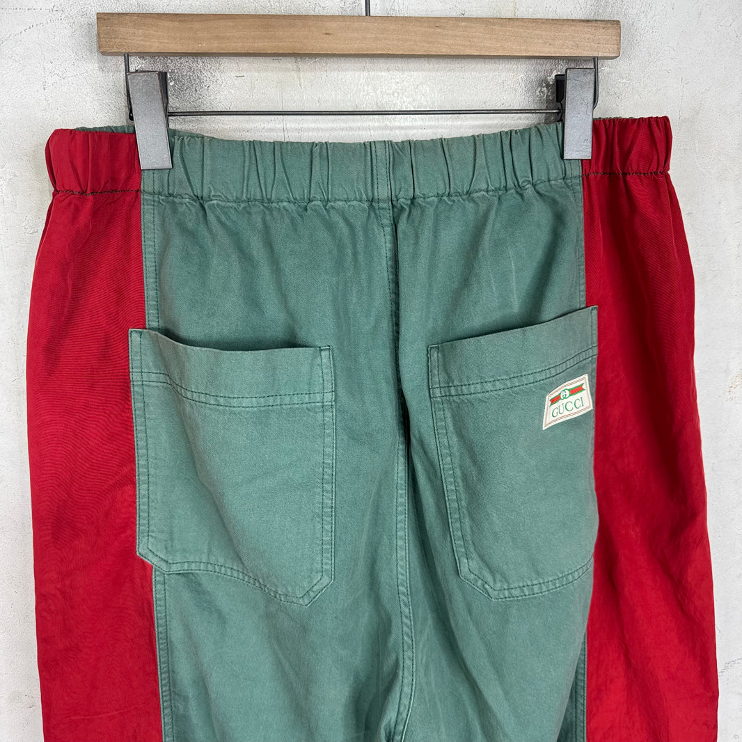 Gucci Green Paneled Nylon Pants