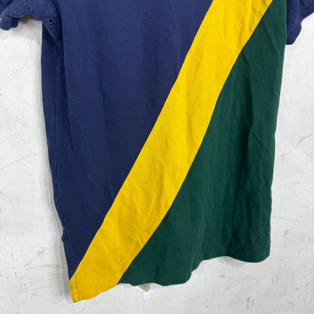 Ralph Lauren Navy/Yellow/Green Stripe Pony Polo