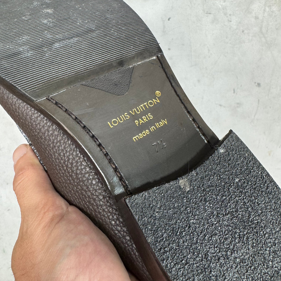 Louis Vuitton Brown Leather Buckled Loafers
