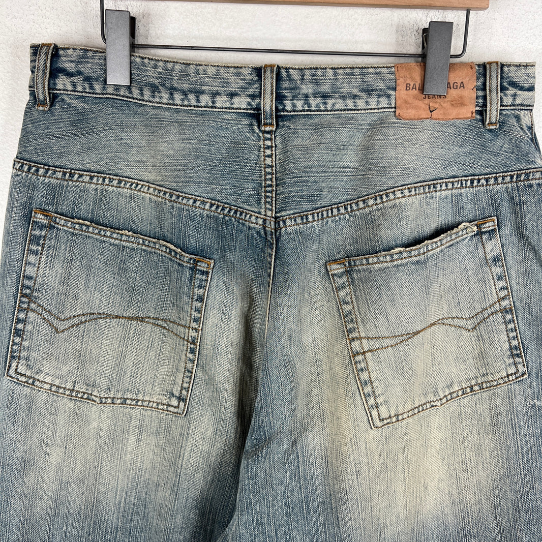 Balenciaga Paneled Drawstring Baggy Denim Jeans