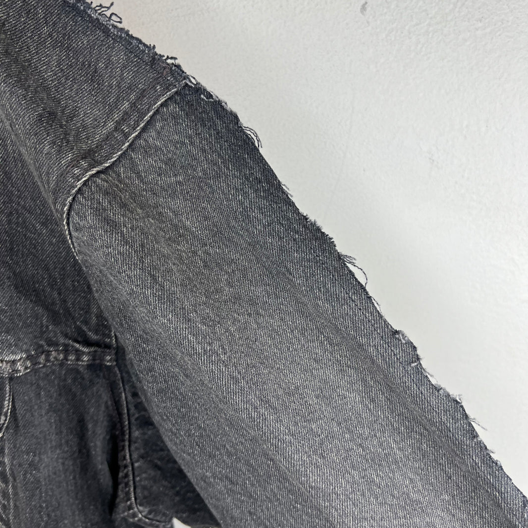 Balenciaga Sample Hybrid Denim Hooded Red Tape Jacket