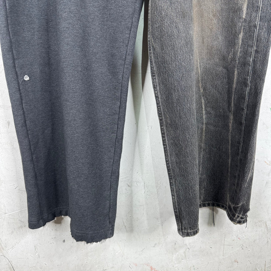 Balenciaga Hybrid Sweatpant/ Denim Drawstring Pants