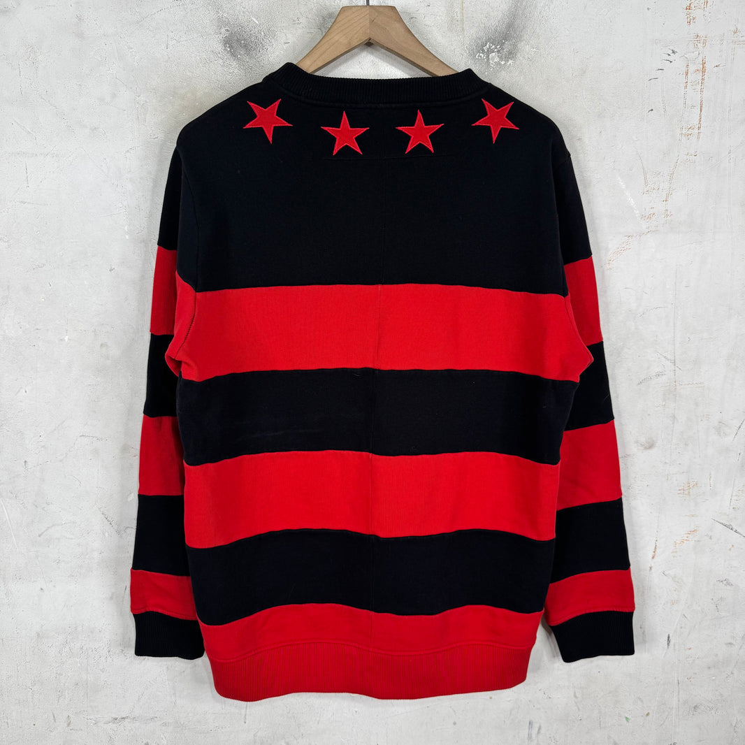 Givenchy Star Collared Striped Crewneck