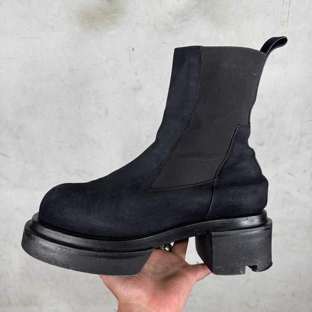 Rick Owens Black Suede Bogun Boots