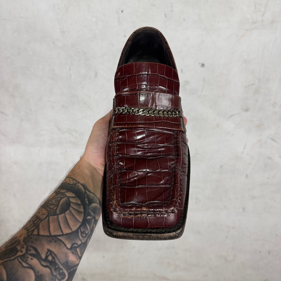 Martine Rose Square Toe Embossed Croc Loafer
