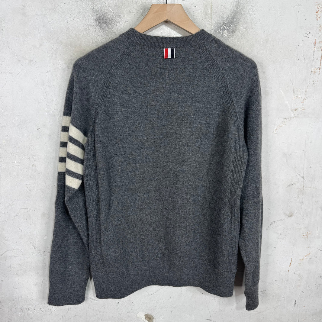 Thom Browne Grey Cashmere Striped Sweater