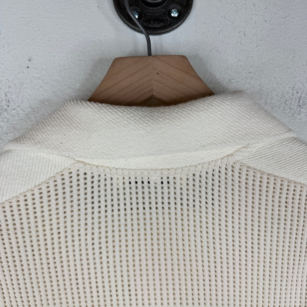 Wales Bonner Cream Open Knit Longsleeve Polo T-Shirt