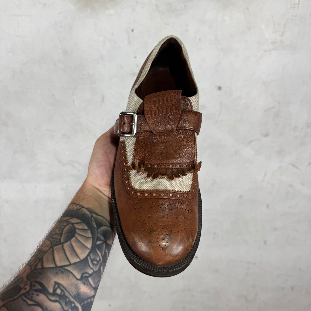 Miu Miu x Churches Distressed Strapped Derbies